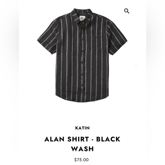 NWT Katin Men's Alan Charcoal Striped Button Down Shirt Linen Cotton Blend - Picture 8 of 8